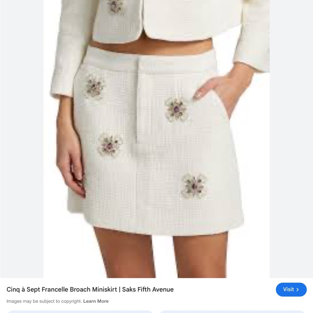 Cinq a sept Cream Floral Mini Skirt size 8